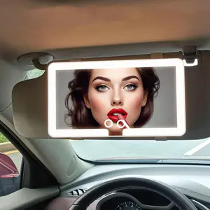 Car Makeup Mirror, Rechargeable Car Sun Visor Mirrors, Touch Screen Makeup Mirror with Dimmable Light, Car Interior Accessories for Women, Birthday Gift Mother's Day gift