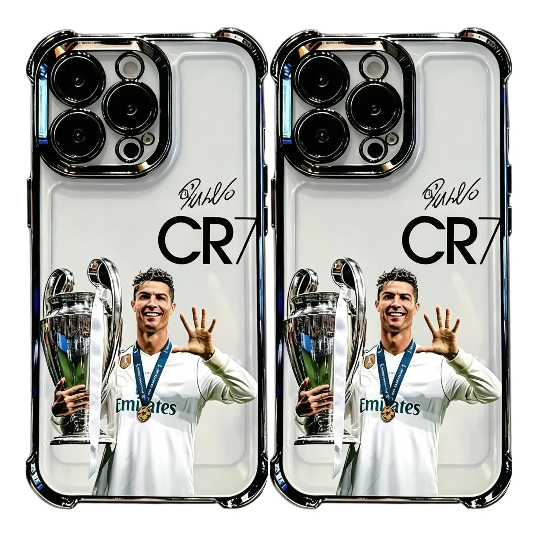 CR7 Cristiano Ronaldo Phone Case - Football Star Champions League Design, Shockproof Transparent Soft Cover for iPhone 17/16/15/14/13/12/11 Pro Max/X/XR/XS Max/7/8 Plus & Samsung Galaxy S25/S24/S23/S22/S21 Ultra/Plus