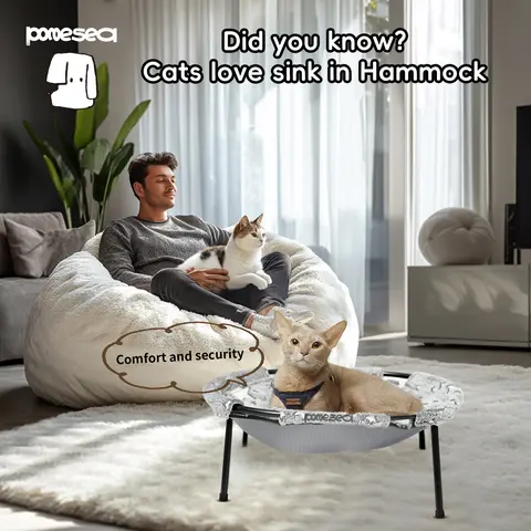 POMESEA Classic Glow in the Dark Cat Hammock - Polyester-Geometric Mesh Nylon, Breathable Fabric, Soft Elevated Pet Bed, Tool-Free Desk-Side Lounge, Secure Sleep Furniture for All Breeds (Up to 66 lbs, 21"L x 16"W x 7.8"TH)
