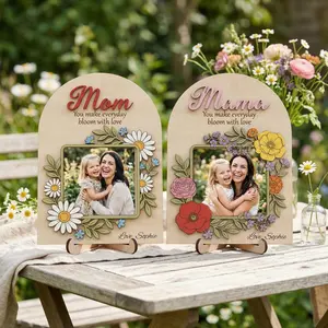 Custom Wooden Photo Frame For Mom, Gift for Mom, Grandma, Mothers Day Picture Frame, Gift for Her, Unique Mom Gift, Floral Keepsake Decor, Mother's Day Gift,  Mothers Day Gift Ideas