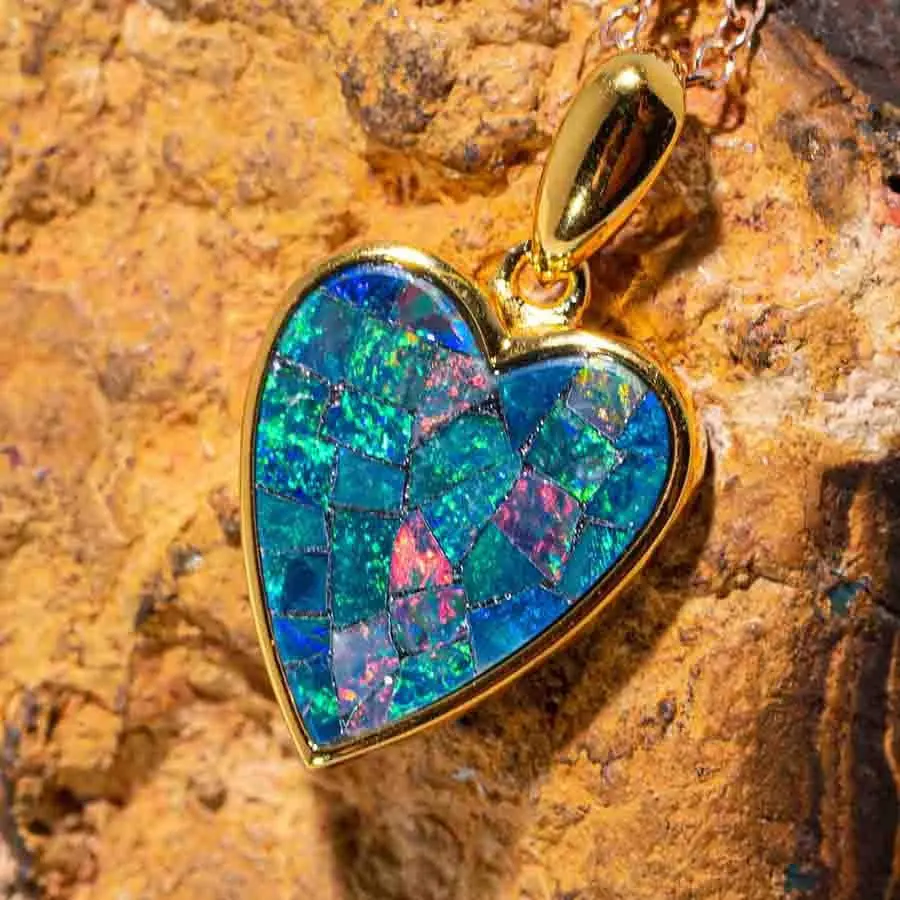 LOVE TOGETHER 18KT GOLD PLATED AUSTRALIAN OPAL PENDANT