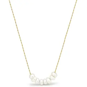 Altitude Boutique Floating Pearls Necklace | Cultured Freshwater Pearls on 18K Gold or Silver Plated Stainless Steel Chain | Hypoallergenic and Waterproof