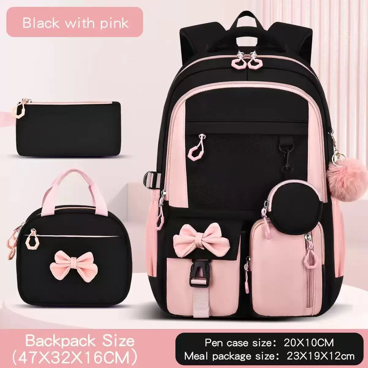 3PCS Waterproof Backpack for School,OxfordCloth Bookbag Set with Lunch Box & PencilCase,school bag for Elementary Middle HighSchool,Back to School Gift,Birthday's Gift