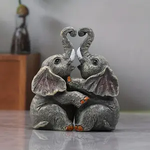 2pcs Adorable Elephant Ornament, Hand Painted Resin Collection Figurines, Miniature Landscape Statues, Christmas Gift, Home Decoration Ornaments, Desktop Decorations, Birthday Gifts, Window Decorations, Bar Coffee Shop Decoration Ornaments