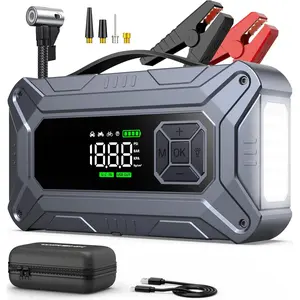Jump Starter with Air Compressor, 8000A 160PSI Car Jump Starter (8.0 Gas/10.0L Diesel), 12V Battery Jump Starters, Portable Jump Cables, LCD Display and LED Lights