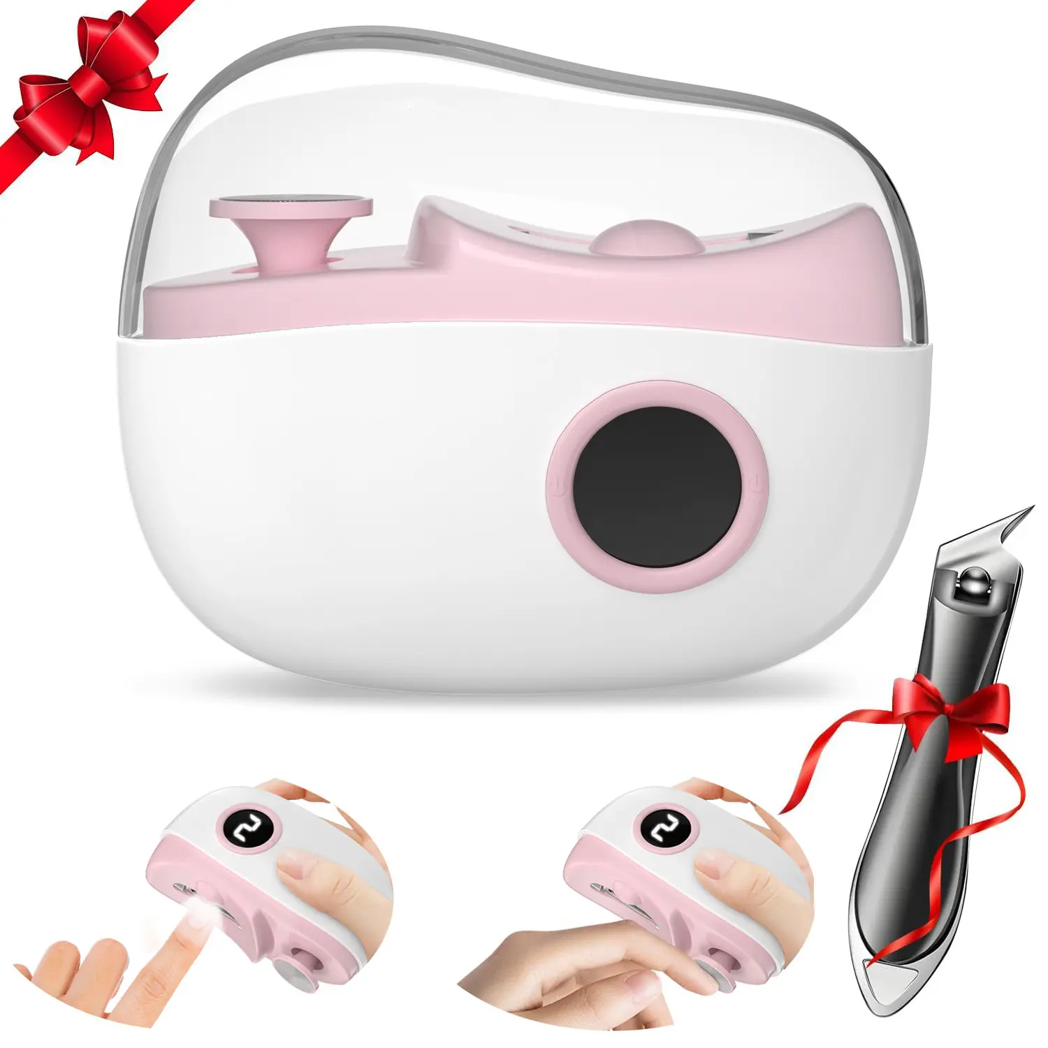 2026 Edition Upgraded Cordless 3-in-1 Electric Nail Clipper - Automatic Trimmed with Adjustable Speed, LED Light, Low Noise, Includes Slanted Clippers, Cleaning Brush, Batteries (Suitable for Infants, Adults)