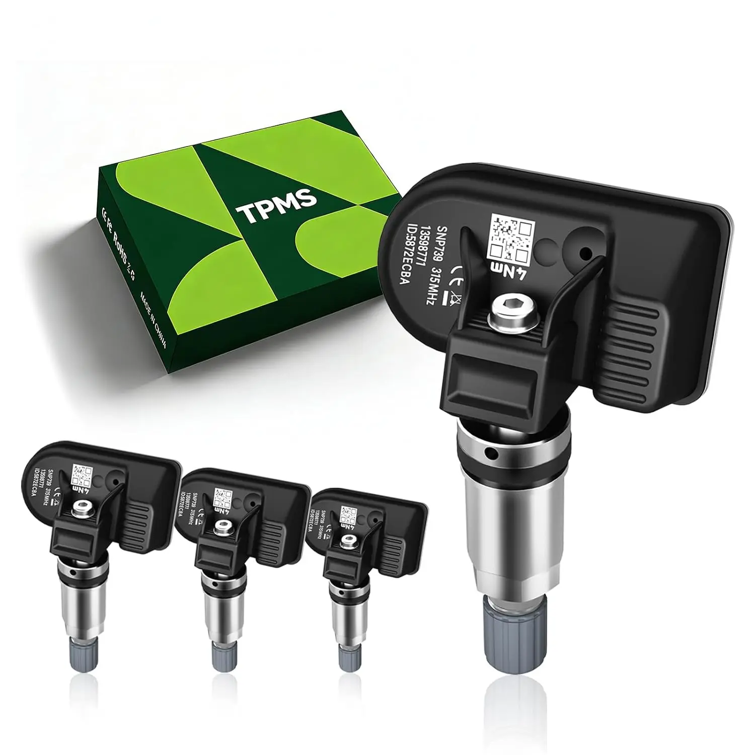 315Mhz Pre-Programmed TPMS Compatible with GMC/CADILLAC/BUICK-Acadia07-16,Canyon14-22,Savana08-22,Escalade07-19,CTS08-19,SRX07-16,LaCrosse06-19,Envision16-20/OE#13598771 Tire Sensor(4PCS)