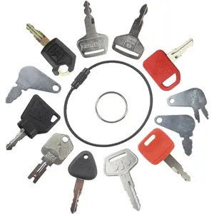12 Heavy Equipment Key Set Replacement for Cater-pillar, JD, Hys-ter, Kom-at-su, and More