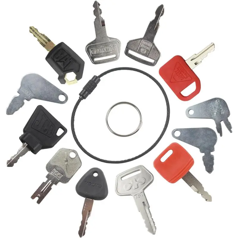12 Heavy Equipment Key Set Replacement for Cater-pillar, JD, Hys-ter, Kom-at-su, and More