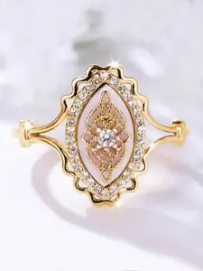 Fashion Hollow Out Lace Design Artificial Gemstone Ring, Elegant Rhinestone Decorated Ring for Women, Trendy All-match & Exquisite Jewelry for Birthday Gift