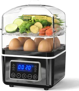 2 Tiers Electric  Steamer for Cooking, 4 QT Digital Multi Vegetable Steamer with  Stackable Baskets, Rapid Egg Cooker Egg Steamer with Auto Shut-Off, Ideal for Veggies, Seafood, Rice