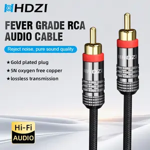 Hhdzi High-End Rca Coaxial Cable, Hi-Fi Audio Transmission, Dual Rca Connectors, Durable Nylon Braided, Anti-Interference, for Amplifiers, Speakers, Mixers