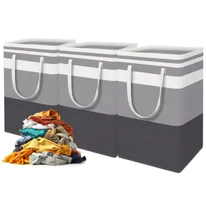 Freestanding 3PCS 75L Waterproof Laundry Basket, Collapsible Storage Box with Easy Carry Handle, Suitable for Home and Dormitory Clothes Mother's Day Gift