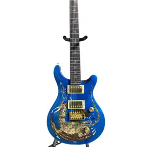Bright Blue Dragon Pattern PRS Guitar Gold hardware Mahogany Body 24frets