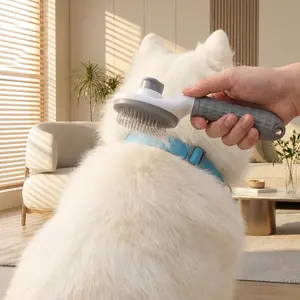 Pet Grooming Comb, One-Click Release Flea Removal Tool, Suitable for Dogs & Cats, Efficient Hair Shedding Solution