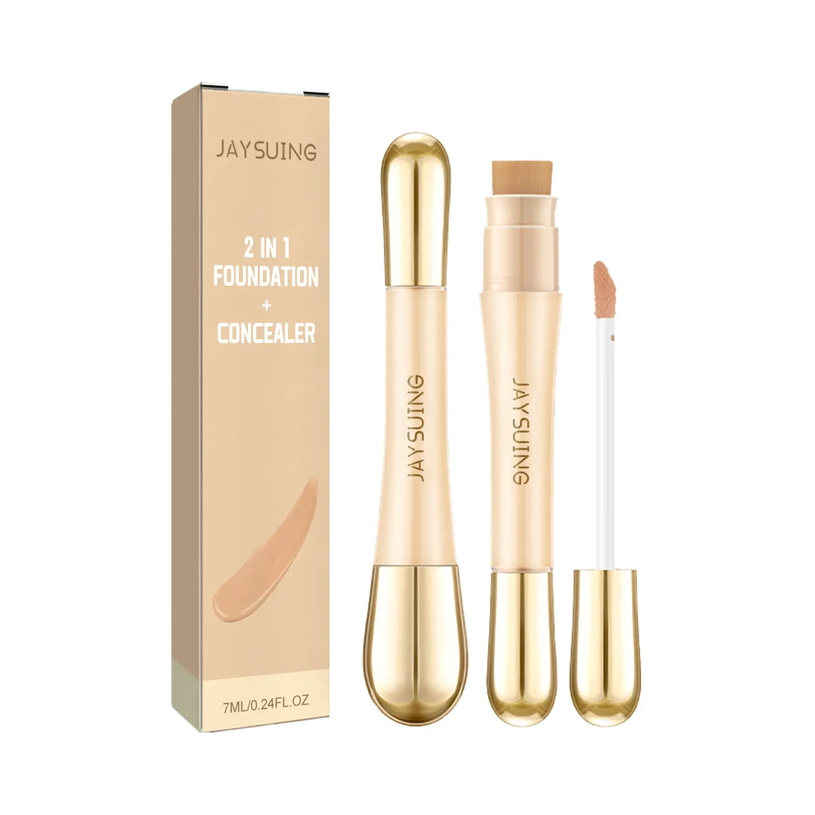 Jaysuing 2 In 1 Foundation Concealer, Blemish Print Natural Concealer Long-Lasting Makeup Invisible Pore Concealer