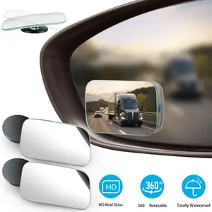 [2 Pack] Frameless HD Glass Blind Spot Mirrors, 360° Rotatable Adjustable Convex Rearview Mirrors, Universal Fit for Cars, SUVs, Trucks, Blind Spot Mirror Waterproof Nano Coating #Father’s Day gifts