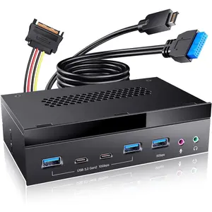 5.25" Front Panel USB 3.2 Gen 2 Hub - 2X 10G USB-C, 2X 10G USB-A, 1x USB 3.0 Type-A, Audio & Mic Jack [3570II]