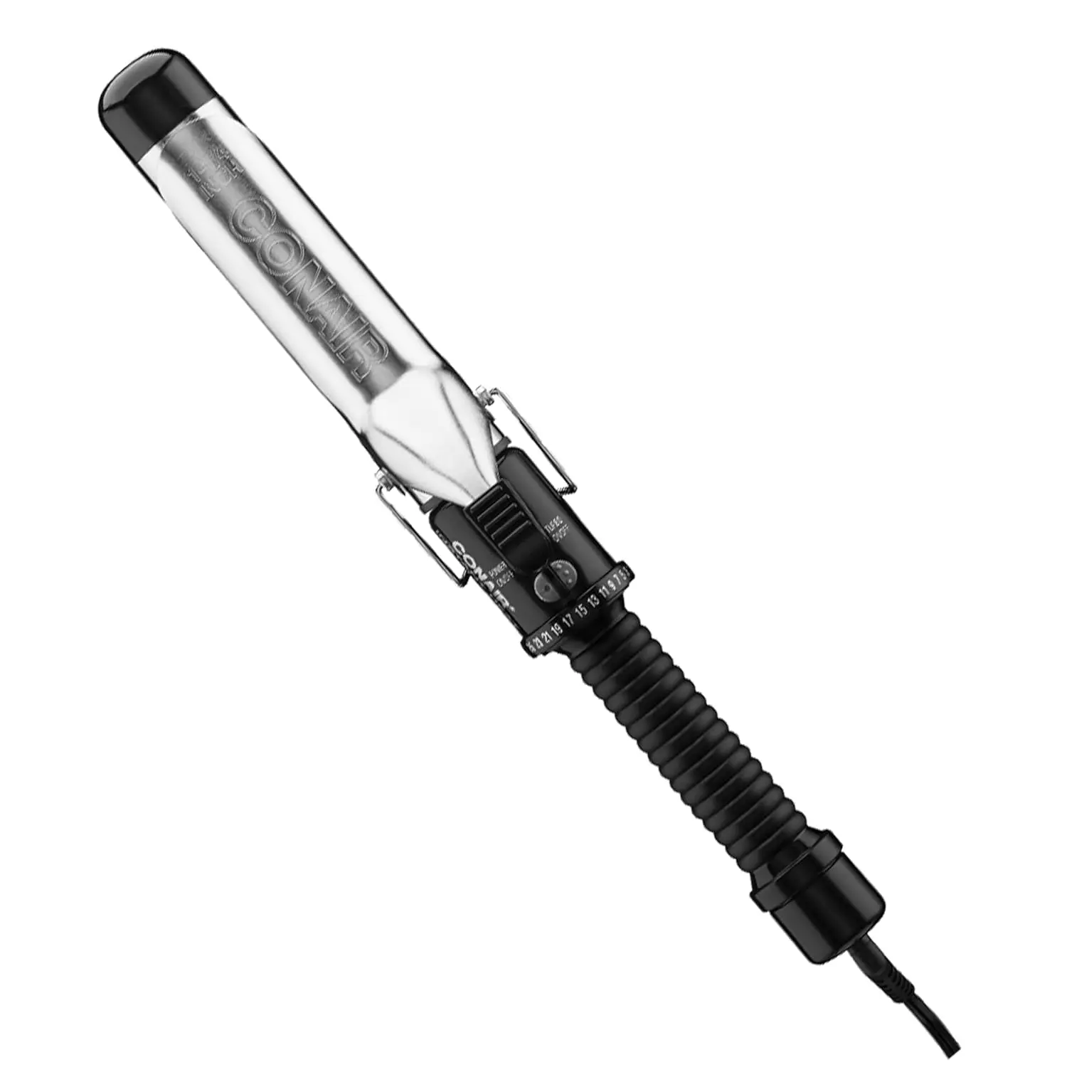 Conair Instant Heat 1 1/4 Inch Curling Iron with 25 Heat Settings, Dual Voltage Travel Hair Curler for Long Hair, Beach Waves and Loose Curls with Auto Off Safety Feature, Black, CD82LL
