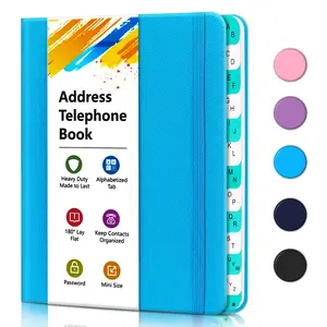 Address Book with Alphabetical Tabs, Hardcover Telephone Book, Hardback Cover Small Portable Address Book-Record Contacts, Internet Login Passwords