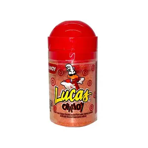 Lucas Polvos Chamoy Snack Candy - Red Container with Cap, Ideal for Sweet Treats