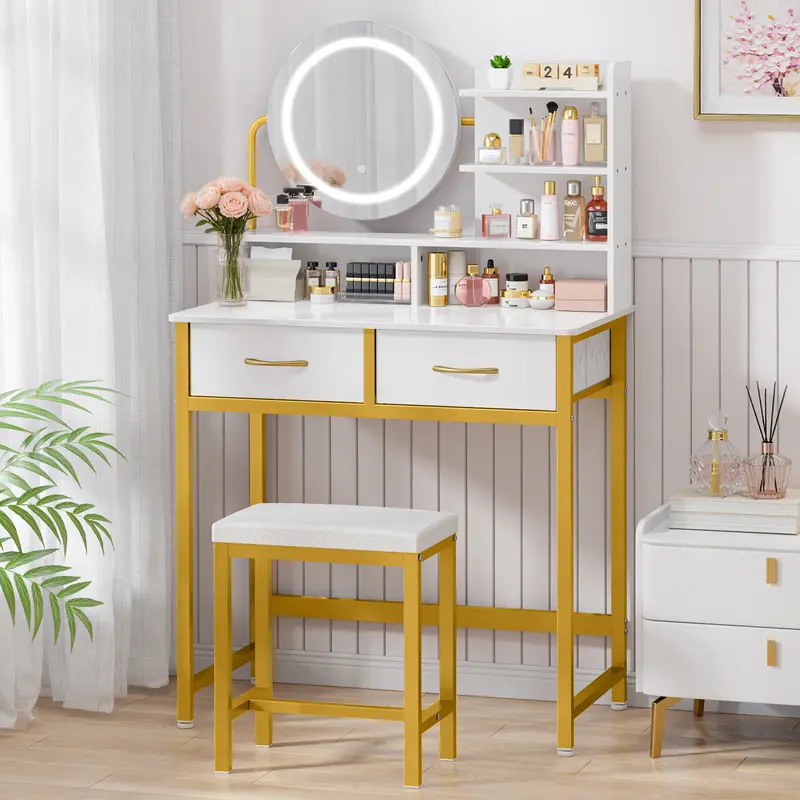 gold vanity table with drawers - TikTok Shop gold vanity table with drawers - TikTok Shop