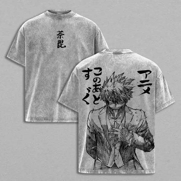 Dabi Touya Todoroki - Quirk  Blueflame x My Hero Academia Anime Vintage T-Shirt Washed Oversized Streetwear, BNHA Villain Graphic Shirt, Japanese Manga Apparel