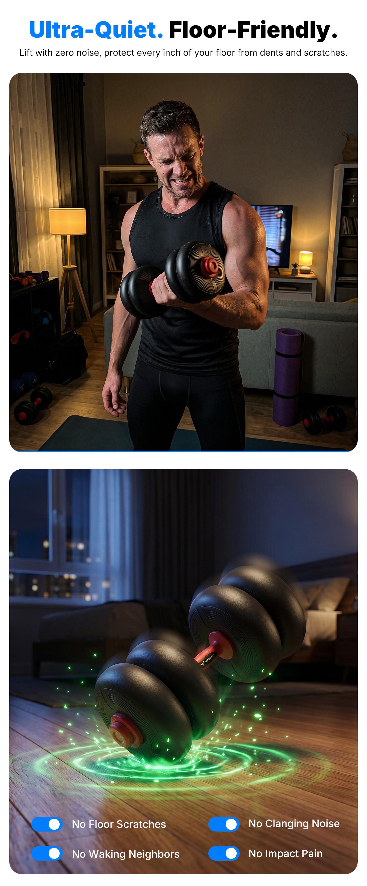 Merach 5-in-1 Dumbbell Set 4-45lbs Adjustable, Weight Dual Safety Locks and Skin-Safe Surface, Floor-Friendly Design for Home Gym Exercise Training Merach 5-in-1 Dumbbell Set 4-45lbs Adjustable, Weight Dual Safety Locks and Skin-Safe Surface, Floor-Friendly Design for Home Gym Exercise Training