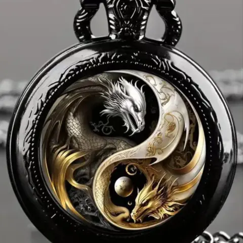 Men's Dragon Pattern Analog Quartz Pocket Watch, Stylish Watch, Fashionable Watches, Fashionable Pocket Watch for Party, Daily Clothing Decor, Trendy All-match & Exquisite Jewelry for Birthday Gift