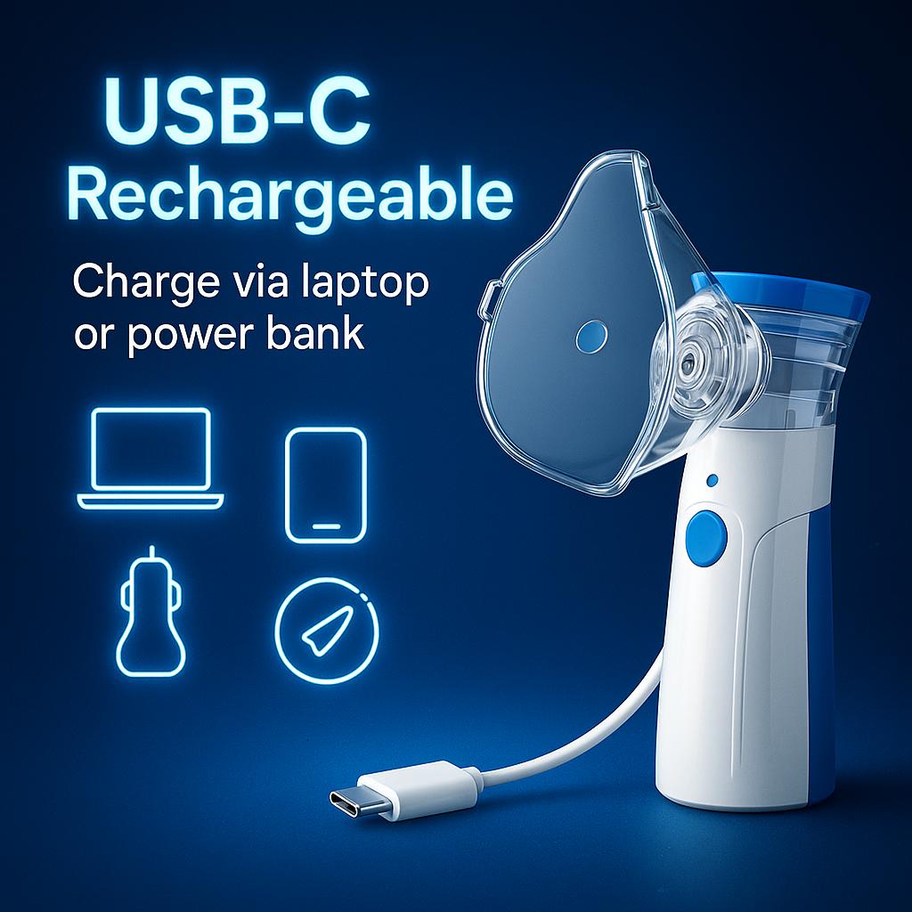 Portable Handheld Humidifier, Ultrasonic Cool Mist Mister with Accessories, USB-C Rechargeable, Quiet, Family-Friendly (Adults & Kids), Gift for Mum