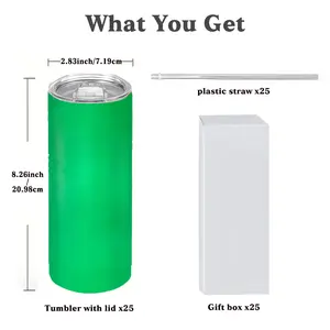 25 Pack Sublimation Tumblers Glow in the Dark 20 oz Bulk Blank Tumblers Skinny Straight Flat Bottom Cups White with Lid and Straw stylish stainless steel water bottle collection Drinkware Flasks Bottled Portable