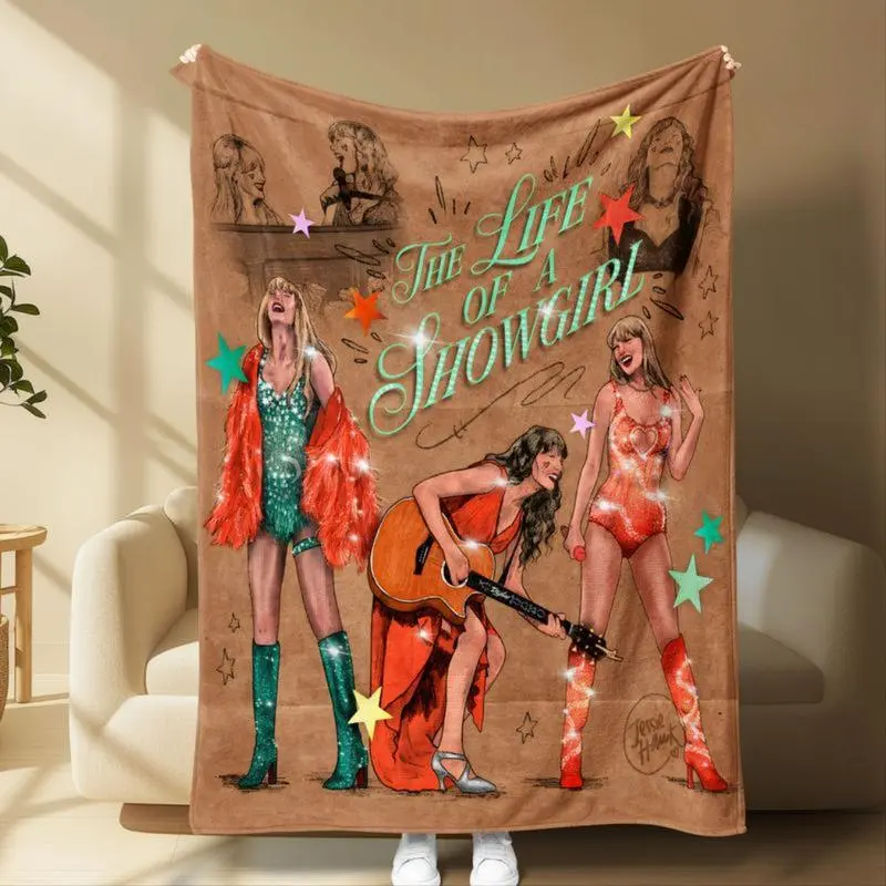 TS Eras Blanket Fan Gift TS Album Blanket The Life of the Showgirl Blanket 4 Sizes 30x40 50x40 50x60 80x60 Suitable for Bed Sofa Living Room Travel Home Decoration Christmas Gift