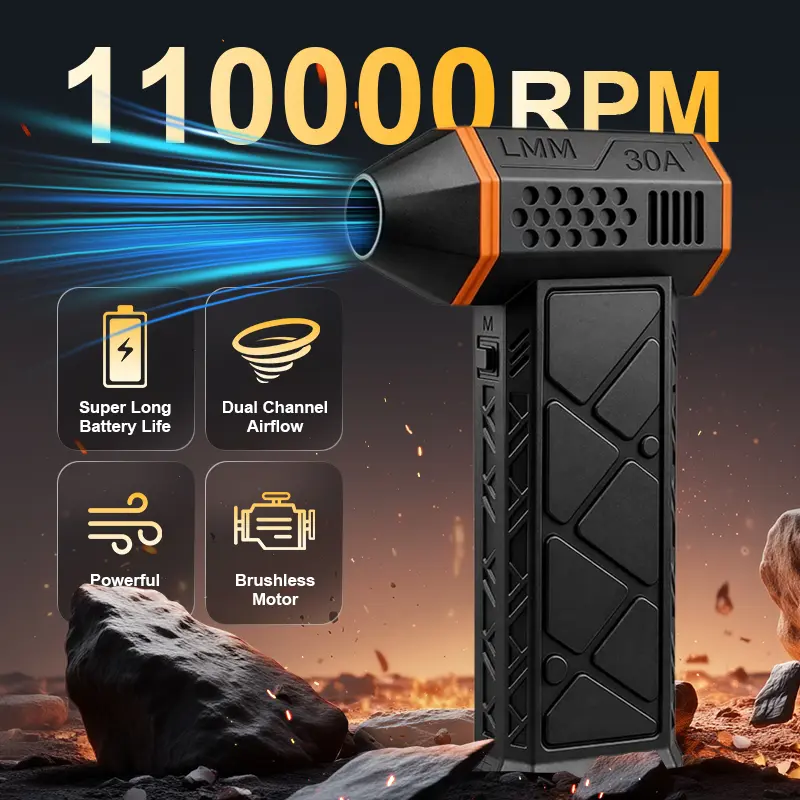 Rechargeable Air Duster, 110000 RPM Cordless Electric Blower, Brushless Turbo Fan for Keyboard, PC, Car Interior & Camping