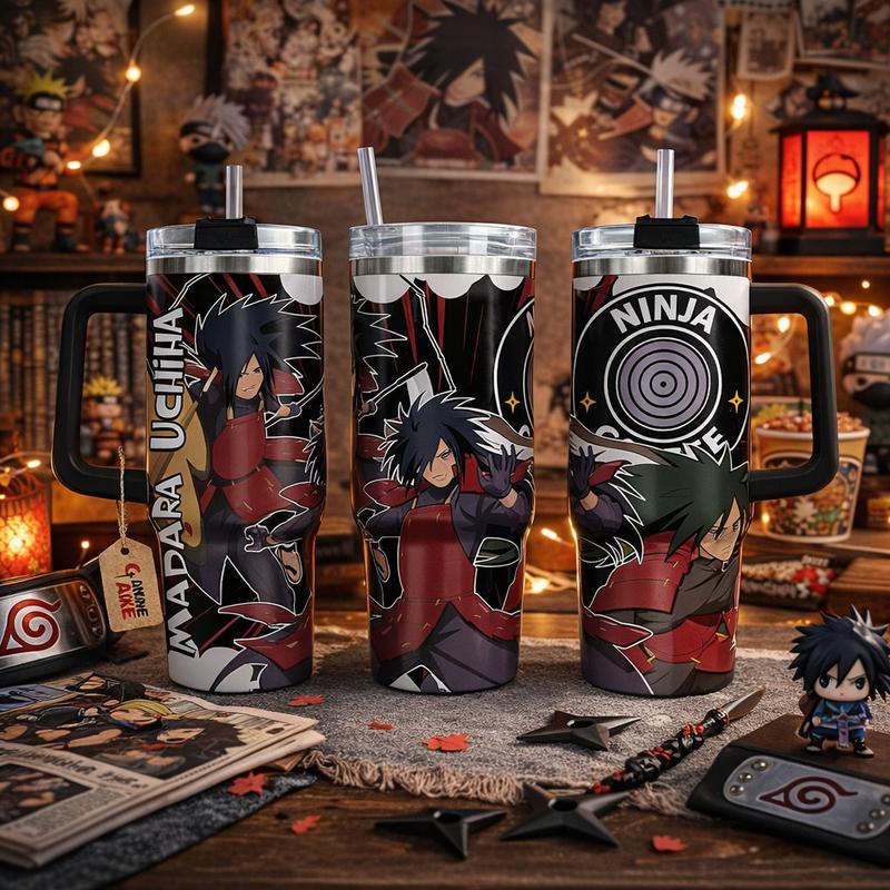 Custom Name Naruto Shippuden Madara Uchiha Personalized 40oz Tumbler Cup Unique Design for Fans Ideal Gift