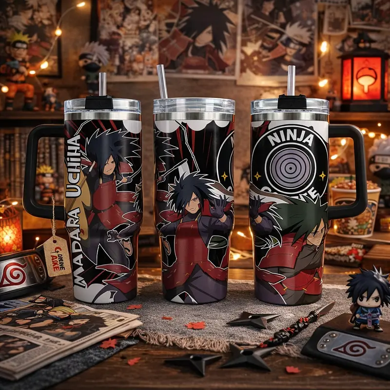 Custom Name Naruto Shippuden Madara Uchiha Personalized 40oz Tumbler Cup Unique Design for Fans Ideal Gift