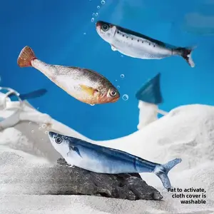 ikTokShopSpringGlowUp, Bitesized Realistic Flopping Fish Cat Toy, 3 Pack, Interactive Cat toys for All Breeds, Tap-Activated 3 Flapping Mode, Sardine/Saury/Yellow Croaker, 7.1 Inches, with Catnip, Rechargeable, Motion Sensor, Interaction