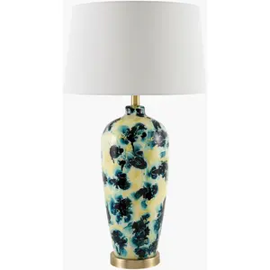 Deep Deep Teal Traditional Table Lamp with linen details for bedside or console tables