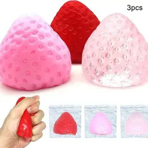 3-Pack High-Value Strawberry Squishy Toys, Unique Korean-Japanese Creative Student Gifts, Stress Relief Fruit Release Toy