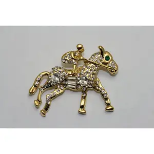 Vintage Kentucky Derby Racing Horse Jockey Pin Brooch, Rhinestone Jewelry, Equestrian Horses Kentucky Derby