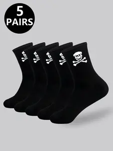 5/10/12 pairs of men's and women's sports socks casual breathable multifunctional fun graffiti skeleton socks personalized socks