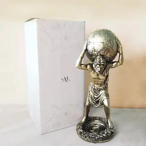 Greek Atlas God Statue Decor - 11.4 Inch Bronze Gold