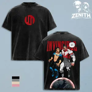 Thragg Invincible Vintage Washed Oversized Graphic Tee, Viltrumite Streetwear T Shirt, Heavyweight Cotton Y2K Clothing for Men Women, Comic Fan Gift HA0