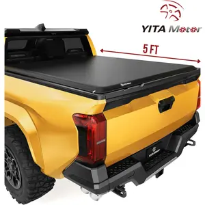 [Fits 2024-2026 Toyota Tacoma] 5 Ft Bed,  Soft Roll Up Truck Bed Tonneau Cover, with Deck Rail Only - Yitamotor