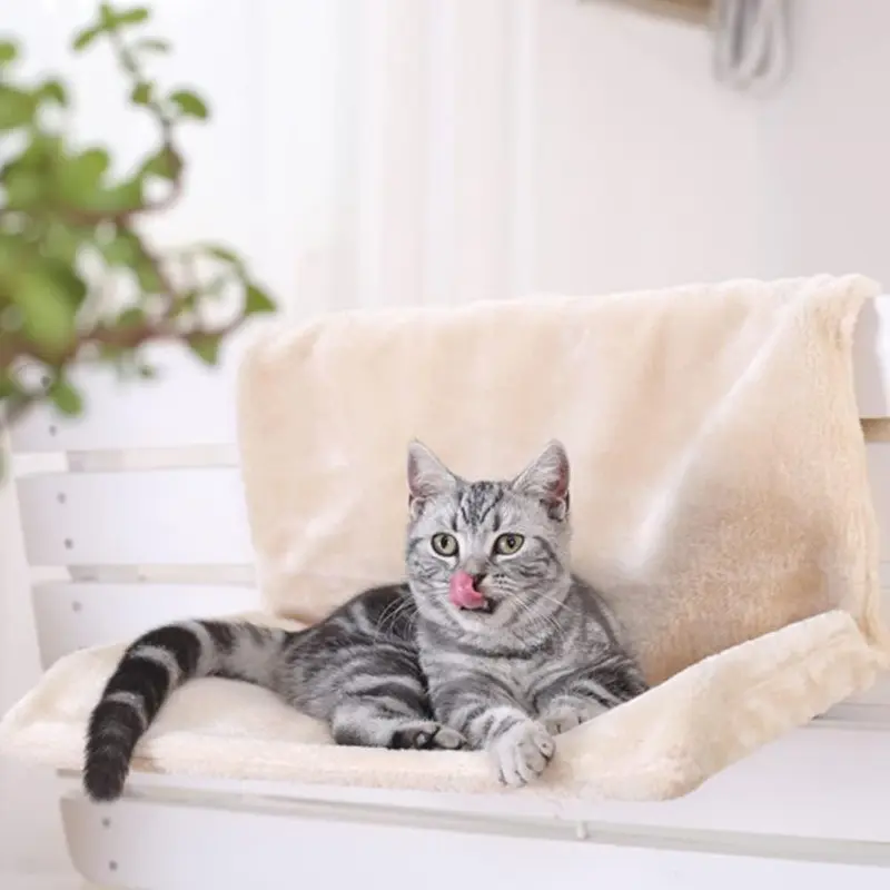 Hanging Radiator Cat Hammock - Foldable Metal Frame, Plush Cozy Basket, Machine-Washable Cover, Safe Cat Lounging Rest Spot