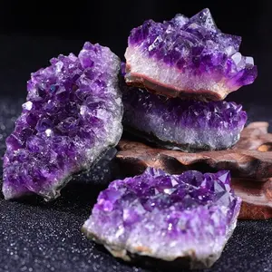 Natural Amethyst Crystal Cluster Specimens Healing Reiki Home Table Car Ornament