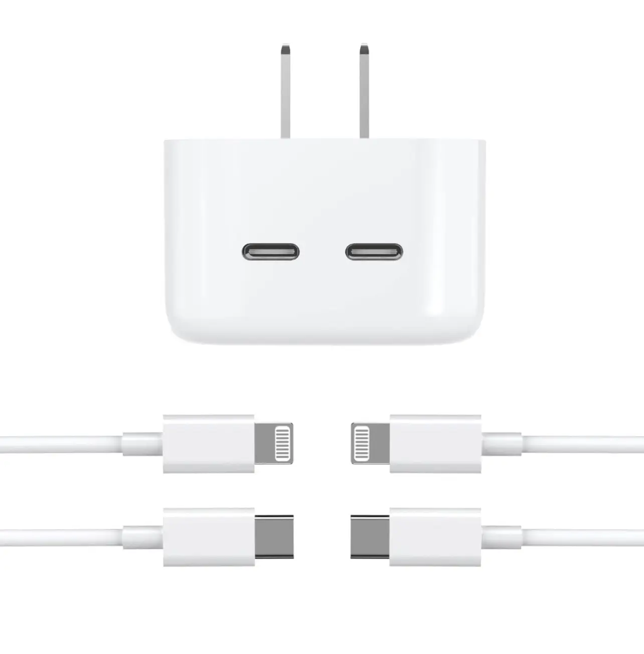 Fast Charger 35W Dual USB-C Port Compact Power Adapter Foldable Rapid Wall Charger with 2Pack 6.6FT USB-C to Lightning Charging Cord for iPhone 14 /13/12/11Pro/XR/X