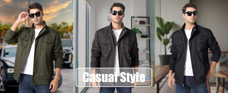 MAGCOMSEN Spring Tops Men's Spring Fall Casual Windbreaker Jacket Cargo Stand Collar Bomber Jackets Coat Fallfreshness