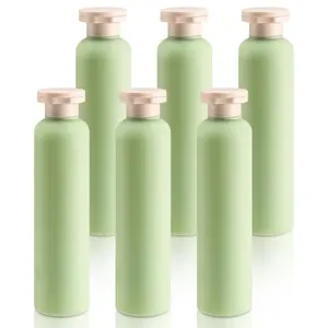 6PCS Squeeze Bottles for Shampoo,260ml Green Plastic Travel Bottles Flip Cap Refillable Reusable Containers for Toiletries Shampoo and Lotion Soap Accessories