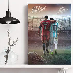 Messi Ronaldo Poster Wall Art Canvas Print for Home Bathroom Bedroom Office Living Room Decor High-Quality Canvas Poster Ideal for Sports Fans