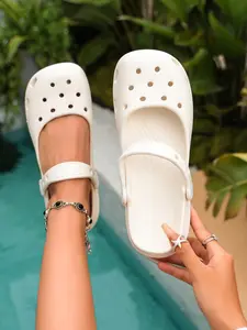 Mary Jane Holey Shoes for Women, 2026 Summer New Soft Sole Anti-Slip Ballet Indoor Outdoor Sandals, Closed Toe Flip Flops